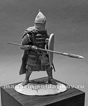 Сборная миниатюра из металла Русский тяжелый копейщик, XIV век 54 мм, Chronos miniatures - фото