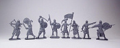 Солдатики из пластика Пешие половцы 54 мм (8 шт, серебристый цвет, в кор), Воины и битвы - фото
