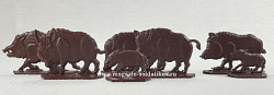 Солдатики из пластика Дикие кабаны, 54 мм (7 шт, цвет-шоколадный, б/к), Воины и битвы