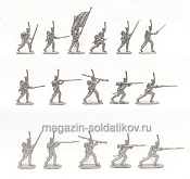 Солдатики из пластика 54-012 Армейские гренадеры в атаке, 1812 год (серебро), Студия Большой полк - фото
