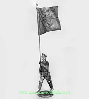 Миниатюра из олова Знаменосец белой гвардии ВСЮР, ударный отряд, 1920 г., 54 мм, Россия - фото