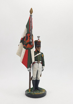 Миниатюра из олова Подпрапорщик мушкетерского полка со знаменем, 1803-06 гг, 54 мм, Студия Большой полк (БП0492.12.02.54) (БП0492.12.02.54)
