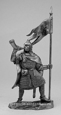 Миниатюра из олова Норман с рогом и стягом, 54 мм, Солдатики Публия - фото