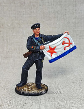 Миниатюра из олова Главстаршина со знаменем, 54 мм, Студия Большой полк - фото