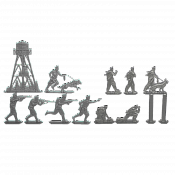 Солдатики из пластика Пограничники. Полный комплект. Серия Граница (13 шт, серебряный), Воины и битвы - фото