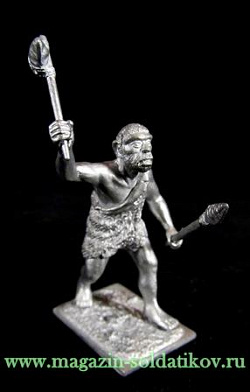 Миниатюра из металла Неандерталец, 54 мм, Магазин Солдатики