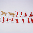 Солдатики из пластика Rev. War Hessians 12 figures in 6 poses (red) plus 2 horses, 1:32 ClassicToySoldiers