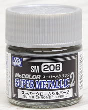 SM206 Краска художественная 10 мл. Super Chrome Silver 2, Mr. Hobby