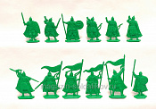 Солдатики из пластика Русские пешие витязи (12 шт., зеленый) Воины и битвы - фото