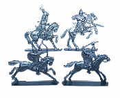 Солдатики из пластика Конные половцы, Выпуск 1, 54 мм, (4 шт, серебристый), Воины и битвы - фото