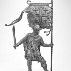 Миниатюра из олова Сержант Тевтонского ордена со знаменем, XIII в. 75 мм, Солдатики Публия