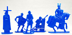 Солдатики из пластика Ледовое побоище. Тевтоны, 54 мм (4+1 шт, цвет-синий), Воины и битвы