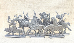 Князь Асыка и его люди (6 шт., пластик, серебро), 54 мм, Воины и битвы
