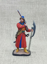 Миниатюра в росписи Московский стрелец, 17 век (красный кафтан), 54 мм, Сибирский партизан - фото