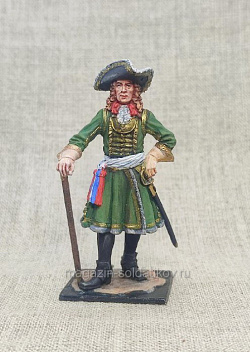 Миниатюра из олова Штаб-офицер Преображенского полка, 1700-1705 гг, 54 мм, Большой полк (ИЛ1336.11.01.54) (ИЛ1336.11.01.54)