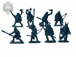 фигурки из пластика Кроманьонцы, 54 мм ( 8 шт, цвет -синий, б/к), Воины и битвы
