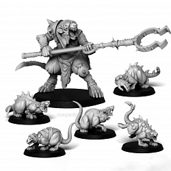 Pack master with giant rats, 28 mm Punga miniatures