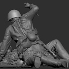 Сборная фигура из смолы Схватка красноармейца с солдатом Вермахта. 1941-42 г., 1:35, SOGA miniatures (SM 3018) (SM 3018)