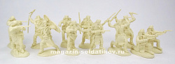 Солдатики из пластика Апачи, набор №1, серия 2 (кремовый, 12 фигур), 1:32 Paragon