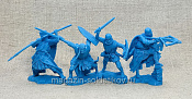Солдатики из мягкого резиноподобного пластика Рыцари-крестоносцы, XII-XIII вв. (4 шт, цвет синий) 1:32, Солдатики Публия - фото