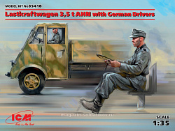 Сборная модель из пластика Lastkraftwagen 3,5 t AHN с немецкими водителям (1/35) ICM