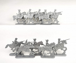 Солдатики из пластика Игровой состав набора: Конница армии Петра I (4+6 шт, серебро) 52 мм, Солдатики ЛАД