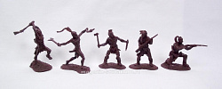 Солдатики из пластика Гуроны №2 (темно-коричневый цвет, 5 шт), 1:32 Хобби Бункер
