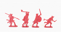 Солдатики из пластика Берсерки (4 шт, рубиновый) 52 мм, Солдатики ЛАД