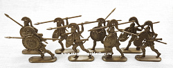 Солдатики из пластика Воины древней Эллады, набор №1 (8 шт, темная бронза, б/к) 52 мм, Солдатики ЛАД