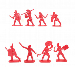 Солдатики из пластика Гладиаторы, набор №1 (8 шт, красный) 52 мм, Солдатики ЛАД