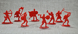 Солдатики из пластика Ледовое побоище. Русские витязи (8шт, пластик, красный) 54 мм, Воины и битвы