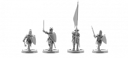 Сборная миниатюра из смолы Английские рыцари, Столетняя война, 4 фигуры, 28 мм, V&V miniatures