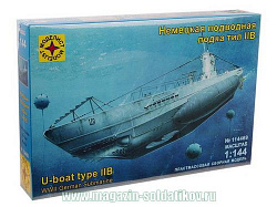 Сборная модель из пластика Немецкая подводная лодка, IIB, 1:144 Моделист