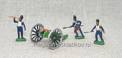 Солдатики из пластика в росписи Французская пушка с расчетом, набор - 4 шт., Italeri - фото