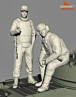 Сборные фигуры из смолы Набор 2 ф. Экипаж БТР. ВС РФ 2000-е гг. 1/35 Sarmat Resin (SRms35008) (SRms35008)