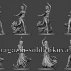 Сборная миниатюра из металла Восточный танец: девушка №1, 54 мм, Chronos miniatures
