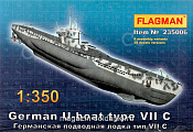 Сборные фигуры из пластика ФЛ 235006 Германская подводная лодка тип VII С (1/350) Flagman - фото