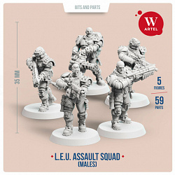 Сборные фигуры из смолы L.E.U. - Assault Squad (Male Enforcers), 28 мм, Артель авторской миниатюры «W»