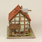 Масштабная модель в сборе и окраске Дом европейский двухэтажный, 1:56, Средневековый город