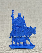 Солдатики из пластика Киевская Русь. Мирный житель. Волхв Лучезар с волком (синий), Воины и битвы - фото