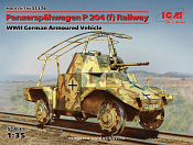 35376 Panzerspahwagen P 204 (f) железнодорожный, Германский бронеавтомобиль ІІ МВ (1/35) ICM