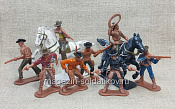 571-002 Ковбои, набор 8 шт. (6 пеших и 2 всадника) - фото