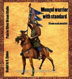 Сборная миниатюра из смолы LMA75-006 Mongol warrior with standard, 75 мм, Legion Miniatures (LMA75-026) (LMA75-026)