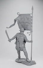 Сборная миниатюра из смолы Сержант Тевтонского ордена со знаменем, XIII в. 75 мм, Солдатики Публия - фото