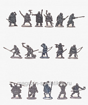 Материал - двухкомпонентный пластик Первые люди. Кроманьонцы и Неандертальцы (16 шт, серебряный) 54 мм, Воины и битвы - фото