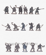 Материал - двухкомпонентный пластик Первые люди. Кроманьонцы и Неандертальцы (16 шт, серебряный) 54 мм, Воины и битвы - фото