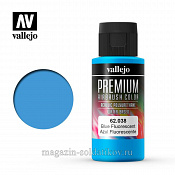 62038 Краска акрил-уретановая Vallejo Premium, синий флуор. 60 мл, Vallejo Premium