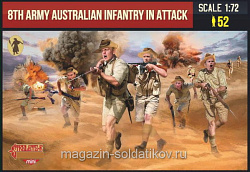 Солдатики из пластика M155 8th Army Australian Infantry in Attack (1/72) Strelets (М155) (М155)
