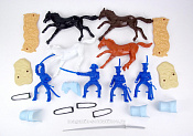 TMP108A French Cavalry 4 mtd, 4 horses & 13 access. (blue) 1:32, Timpo
