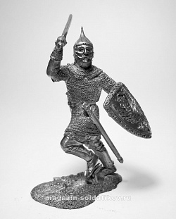 Миниатюра из олова Русский дружинник с мечом, XIII в. 75 мм, Солдатики Публия